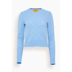NWT! Guest In Residence Shrunken Pointelle Crew in French Blue L
